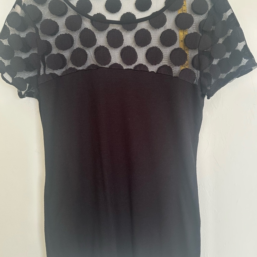 Elegant Black Mesh Polka Dot Top